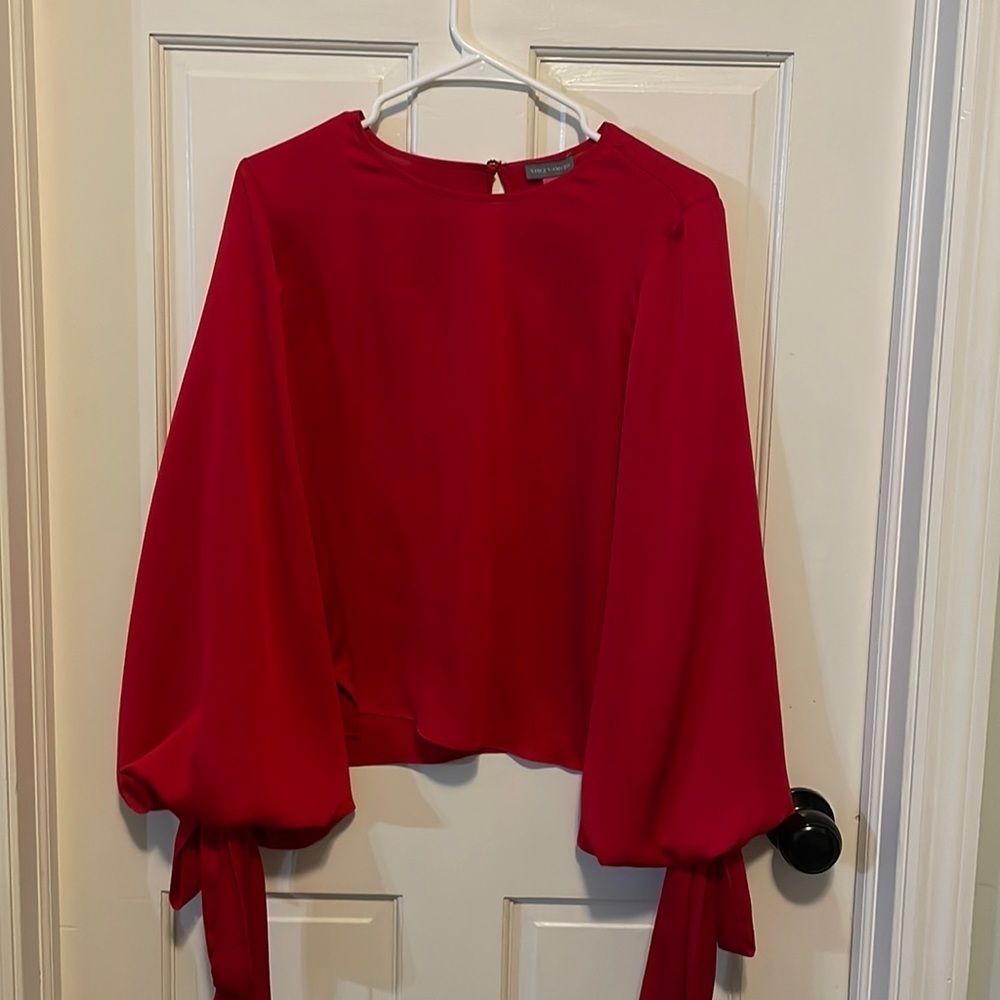 EUC Vince Camuto Tie Cuff Balloon Sleeve Blouse size XS - Picture 2 of 12